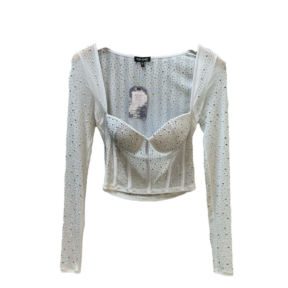 NWT Top Chic crop bodycon embellished sparkle corset padded NOTE: fits xs s‎